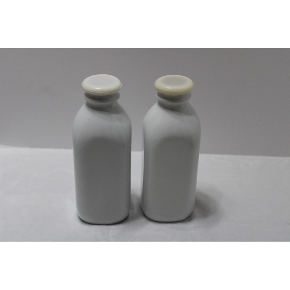 Crate & Barrel BIA Cordon Bleu White Porcelain Milk Bottles Set of 2 with Lids